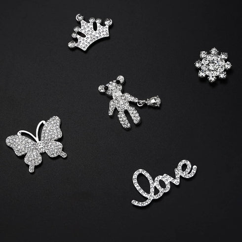 Rhinestone Bling Decoration Charms, Diamond Trend Designer Luxury Cute Jewelry Shoe Accessories for Women Girl Gifts(Silver)...