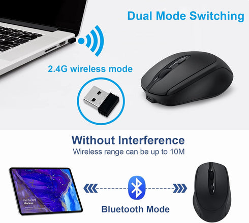 Rechargeable Wireless Mouse, Bluetooth Mouse for Laptop/iPad/MacBook Pro/Air,Silent Mouse for PC/Surface Pro/Lenovo/Samsung Table, Portable Slim C...