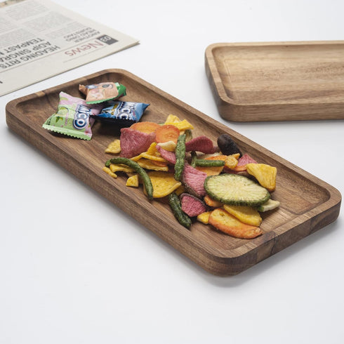 Bathroom Vanity Tray, Acacia Wood Counter Tray, Toilet Tank Tray, Appetizer Charcuterie Snack Serving Board, 13.8 x 5.5 x 0.8 inch...