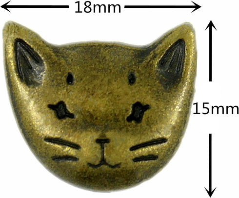 Bezelry 12 Pieces Cute Cat Metal Shank Buttons 18mm (Antique Brass)...