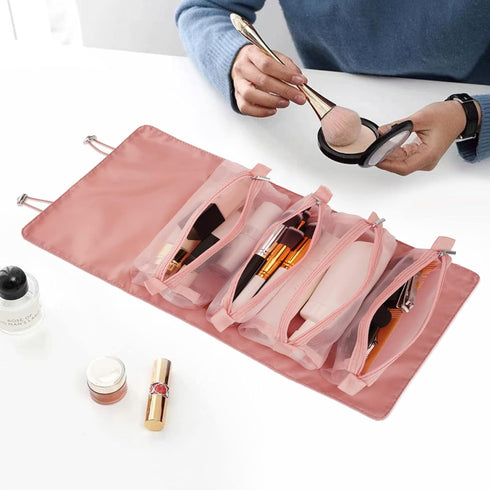 Detachable Cosmefic Bag, 4 IN 1 Removable Portable Toiletry Travel Hanging Makeup Bags Organizer,Bathroom Bag for Shower (Pink)...