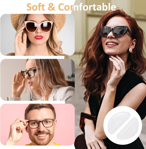 Eyeglass Nose Pads Anti Slip, Silicone Adhesive Glasses Nose Pad Kit with Air Bag 0.14'' Heighten Nose Grips, Soft Nose Pads for Glasses Eyeglasse...