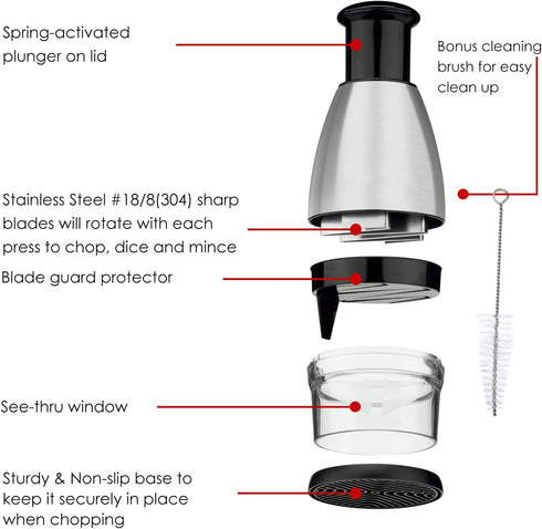 Best Utensils Premium Stainless Steel Chopper And Dicer Chop Veggies Herbs And Nuts With Ease Black...