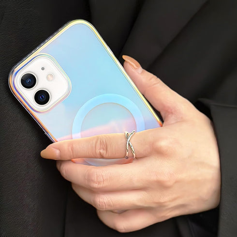 Tuokiou for Magnetic iPhone 11 Case, Compatible with Magsafe, Holographic Iridescent Unique Shockproof Translucent Matte Aesthetic Phone Case with...