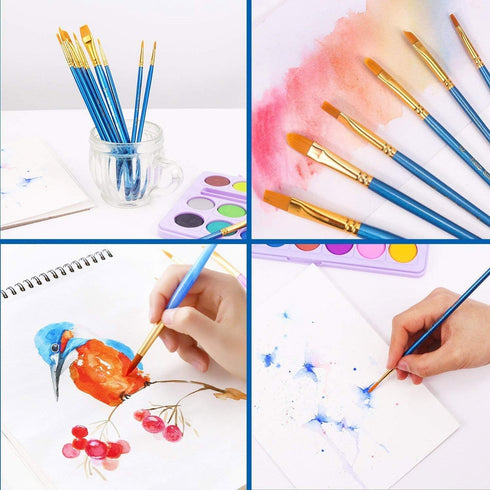 AROIC Paint Brushes, 3 Pack 30 Pcs Acrylic Paint Brushes Artist Paint Brushes for Oil Watercolor Acrylic Face Rock Painting...
