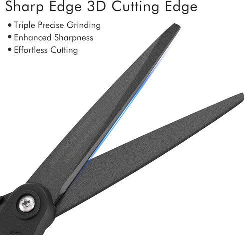 LIVINGO 8" Premium Scissors for Office, Multipurpose Titanium Non-Stick Craft Scissors for DIY, Sharp Stainless Steel Blades Comfort Grip, 3 Pack...