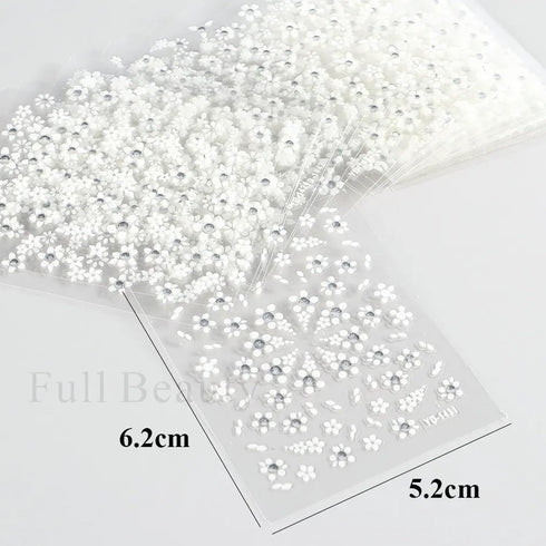 30 Pcs Flower Nail Art Stickers Spring Nail Stickers 5D Embossed White Floral Nail Decals with Glitter Designs Self Adhesive Nail Supplies for Wom...
