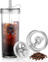 Portable Travel Coffee Press (16oz) - Double Wall with lids and Straws -Single Serve French Press for Travel, Home, Office, & More -No Leak Coffee...