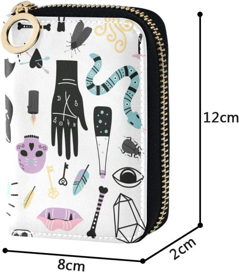 Witch RFID Credit Card Holder Wallet Blocking Leather Zipper Card Case Accordion Wallet for Men Women Girls...