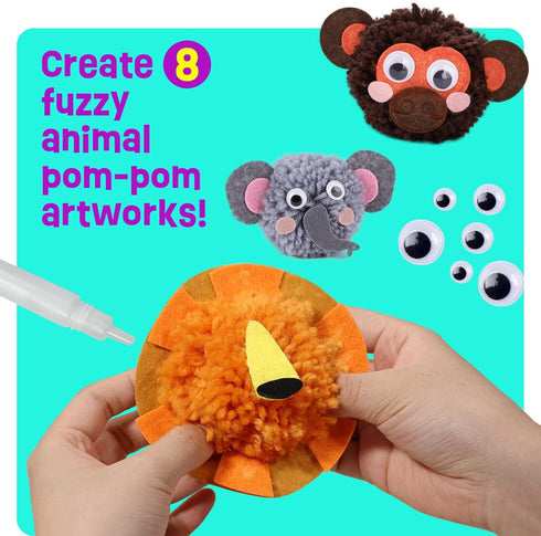 Pom Pom Craft Kit - Animal Art and Craft Project - DIY Plush Crafts for Kids, Toddler Art Activity Gift for Little Boys & Girls Ages 6 7 8 9...