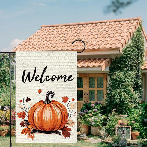 Fall Garden Flag Outdoor 12x18 double sided Courtyard Bag Garden Thanksgiving Pumpkin, Deciduous Harvest flag Welcome Holiday flag outside...