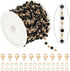 KYUNHOO 16.4 Feet Black Beaded Chain for Jewelry Making Gold Plated Brass Rosary Chain on Spool with Lobster Claps and Jump Rings for Women Neckla...