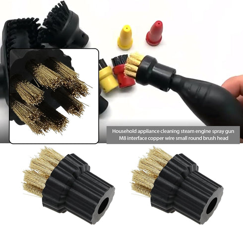 3Pcs Home Appliance Cleaning Steam Engine Spray Gun M8 Interface Copper Wire Small Round Brush Head Compatible With X5 Steam Engine...