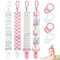 4 Pcs Baby Dummy Strap Clip, Pacifier Clip Dummy Holder Straps with 4 Silicone Adapter, Soother Chains Clips Fit All, Soothers, Teething Toys, Bab...