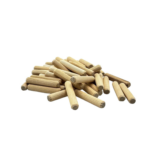 3/8" x 2" - 100 Pack Wooden Dowel Pins - Kiln Dried, Fluted, and Beveled (3/8" x 2", 100pk)...