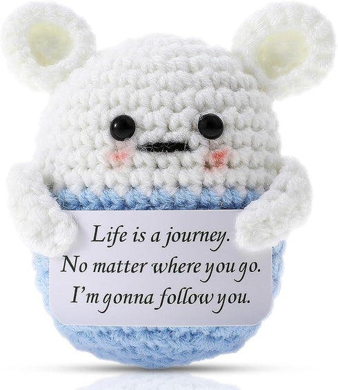 Mini Funny Positive Mouse, 3 Inch Positive Mouse Crochet Cute Wool Funny Knitted Positive Mouse Doll Cheer up Gifts for New Year Gift Birthday Gif...