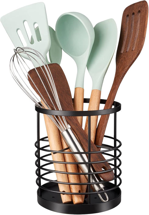 RedCall Utensil Holder for Kitchen Countertop,Metal Spatula Holder,Cooking Utensil Holder for Spoon,Wire Utensil Organizer,Stainless Steel Round U...