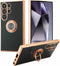 Shockproof Case for Samsung Galaxy S24 Ultra, with 360° Rotatable Ring Holder Magnetic Kickstand, Plating Rose Gold Edge Slim Soft Protective Cove...