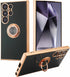 Shockproof Case for Samsung Galaxy S24 Ultra, with 360° Rotatable Ring Holder Magnetic Kickstand, Plating Rose Gold Edge Slim Soft Protective Cove...