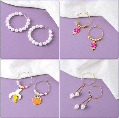 OIIKI 280PCS Earring Beading Hoops, 4 Sizes Gold/Silver Plated Hoop Earring Findings, Open Hoops, Metal Earring Rings, Round Earring Beading Decor...