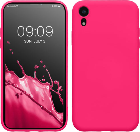kwmobile Case Compatible with Apple iPhone XR Case - Slim Protective TPU Silicone Phone Cover - Neon Pink...