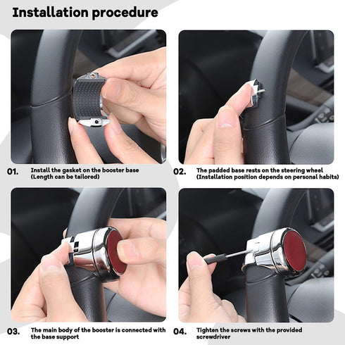 Stainless Steel Steering Wheel Knob, Sport Maneuvering Knob Steering Spinner Cowhide Leather Cover Premium Polish Finish Suicide Knob Universal Fi...