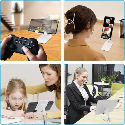 Cell Phone Stand, Folding Desktop Phone Stand, Angle Height Adjustable Mobile Phone Holder for Desk, Office, Tablet Stand Compatible with All Phon...