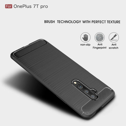 Case Compatible with OnePlus 7T Pro Case, Carbon Fiber Texture Design Cover Anti-Scratch Shock Absorption Case for OnePlus 7T Pro (Black)...