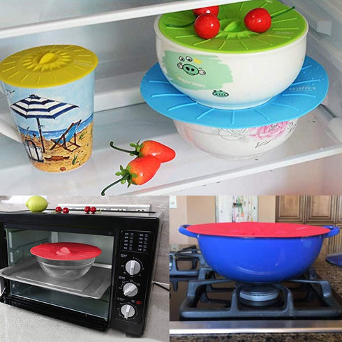Adpartner Silicone Microwave Cover, 5 Pack Heat Resistant Silicone Lids Reusable Silicone Covers for Food Storage, BPA-Free Silicone Cooking Cover...