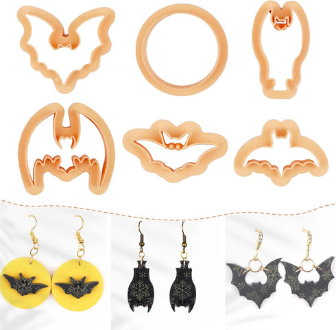 Puocaon Bat Polymer Clay Cutters - 5 Shape Bats Clay Cutters for Polymer Clay Jewelry Making, Hanging Bat Clay Jewelry Cutter for Earrings Making,...