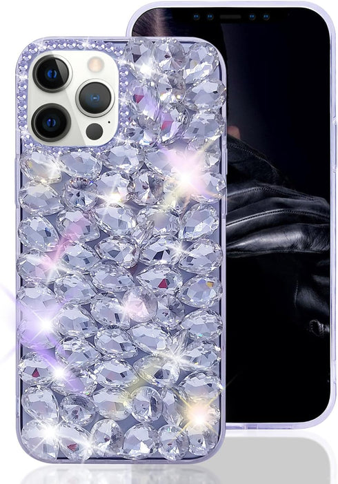 Bonitec Compatible with iPhone 13 Pro Max Case for Women 3D Glitter Sparkle Bling Case Luxury Shiny Crystal Rhinestone Diamond Bumper Clear Gems C...