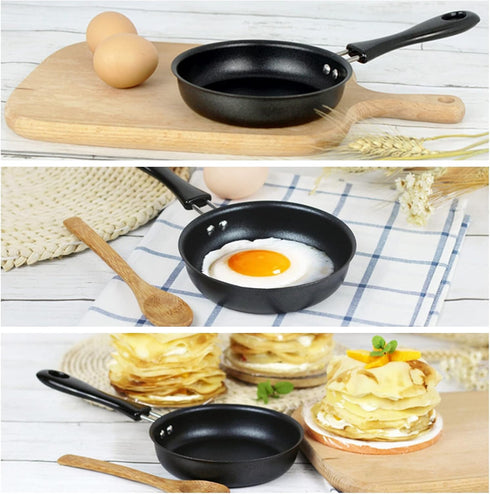 GOWENIC Egg Mini Frying Pan, Black 12cm Mini Household Egg Pan, Household Small Kitchen Cooker, for Frying Eggs...