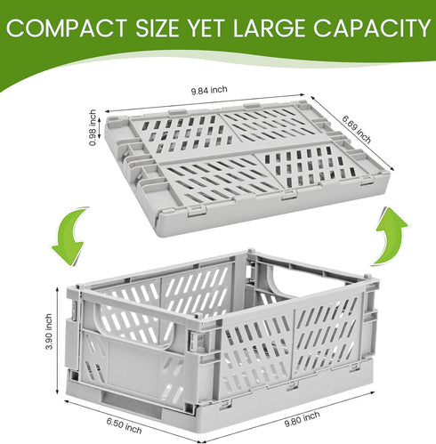 2-Pack Pastel Storage Crates, Collapsible Storage Crate, Plastic Baskets for Organizing, Cute Basket for Bedroom Decor Classroom and Office Kitche...