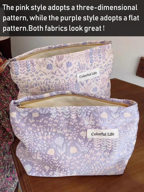 STARDW Aesthetic Floral Makeup Bag Cosmetic Bag Travel Toiletry Bag for Women Cute Pink Makeup Bag Organizer Large Skincare Bag Zipper Pouch(Aesth...