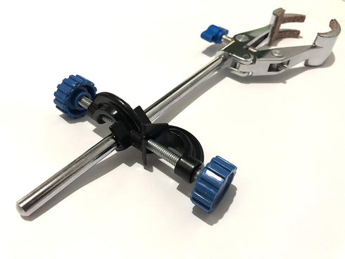 Lab Clamp 4 Prong Finger Style Cork-Coated Head and A Black Laboratory Stand Clip...