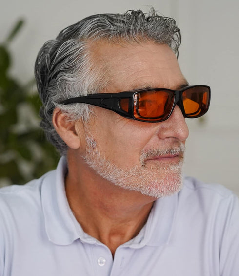 BLUELESS Fitover Glasses for Computer Blue Blocking with Orange Tinted Sleep Glasses, Black...