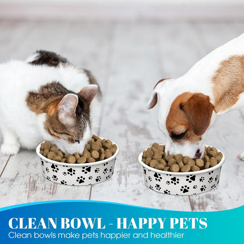 30 Pieces Disposable Dog Bowls Small Pet Feeding Bowls with Printed Pattern Dog Dishes for Small Dogs Pet Paper Food Bowls Travel Bowls for Feedin...