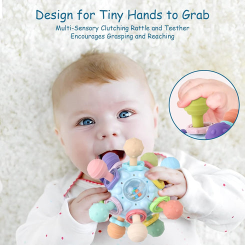 Baby Teething Toys - Infant Sensory Chew Rattles Toys - Newborn Montessori Learning Developmental Toy - Teethers for Babies 0 3 6 9 12 18 Months -...