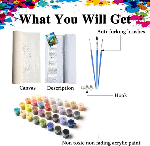 cewlonp Landscape Paint by Number for Adults-Paint by Numbers for Adults Beginner,Flowers Paint by Numbers for Gift Home Wall Decor(16x20inch)...