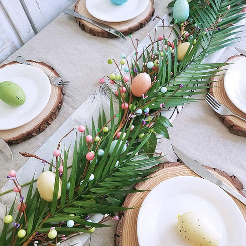 Artificial Areca Palm Leaves, 8 Pcs Faux Tropical Palm Tree Leaves Stems for Floral Arrangement, Hawaiian Luau, Jungle Beach Wedding Party Decor, ...