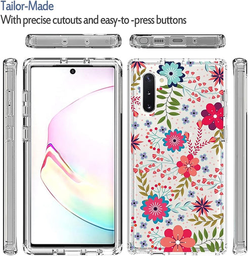 Case for Galaxy Note 10 5G, for Samsung Note 10 Clear Case for Girls, Soft TPU 360 Full Body Shockproof Hybrid Bumper Crystal Clear Phone Case Cov...