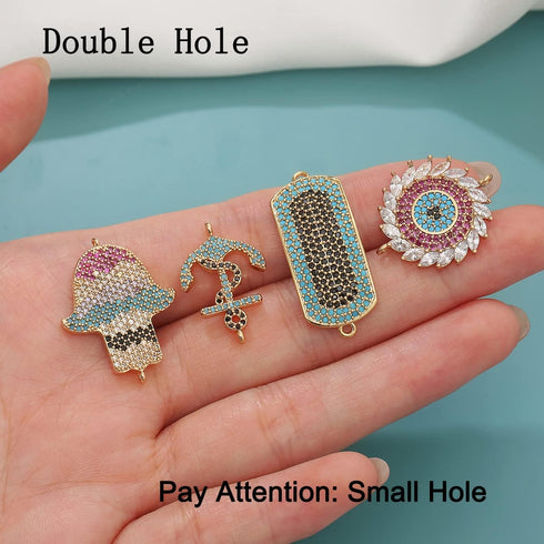 stino 4PCs Zirconia Pendant Charms for Bracelet, Cute Metal Neaklace Charms for Jewelry Making, Bulk Small Keychain Charms Beads Jewelry Making Su...