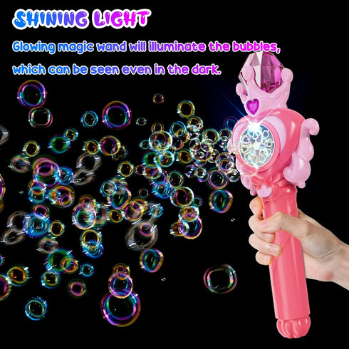 PANACARE Magic Bubble Wand for Kids Bubble Machine with Light /10000+Bubbles/10 Holes Automatic Bubble Blower Portable Outdoor Bubble Maker Toys G...