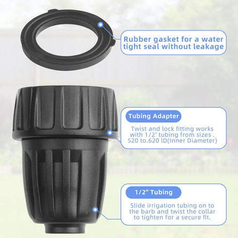 6PCS 1/2 Inch Drip Irrigation Tubing Faucet Adapter 3/4 Inch Female Pipe Thread to 1/2 Inch Drip Irrigation Tubing Adapter 3/4 Inch Faucet Connect...