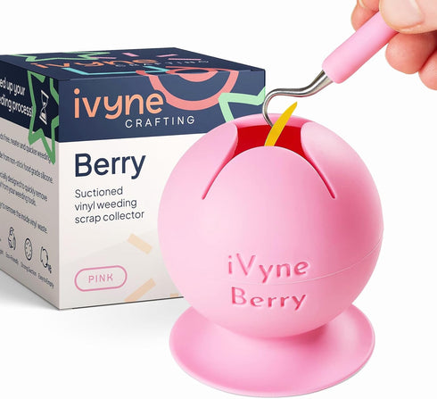 iVyne Berry Suctioned Vinyl Weeding Scrap Collector & Holder for Weeding Tools for Vinyl - Pink...