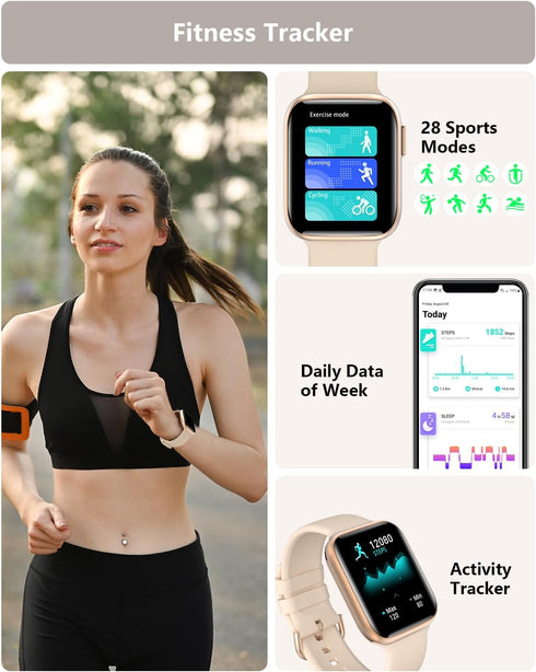 BRIBEJAT Smart Watch for Women (Dial/Answer Call) 38mmx46mm Fitness Tracker Pedometer/SpO2/Real-time Heart Rate/Sleep Monitor Compatible with Sams...