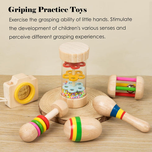 Toddler Musical Instruments, Wooden Percussion Instruments Toys, Eco-Friendly Rattle Music Set for Kids Boys Girls - Preschool Early Educational M...
