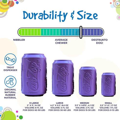 SodaPup Soda Can – Durable Dog Treat Dispenser & Chew Toy Made in USA from Non-Toxic, Pet Safe, Food Safe Natural Rubber Material for Mental Stimu...