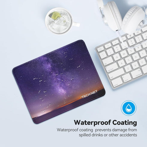 TECKNET Mouse Mat 270 x 210 x 3 mm Gaming Mouse Pad, Non-Slip Rubber Base, Waterproof Surface, Stitched Edges Mouse pad, Compatible with Laser and...