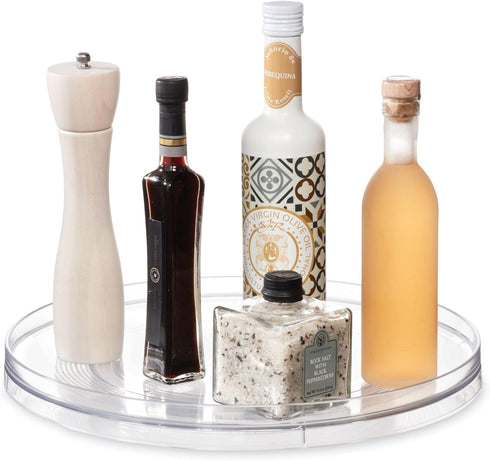 iDesign Recycled Plastic Lazy Susan Turntable Organizer, The Linus Collection – 14” x 1.75”, Clear...